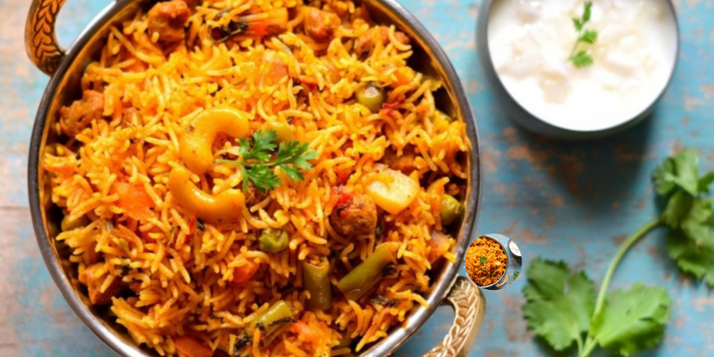 Vegetable Biryani with Raita